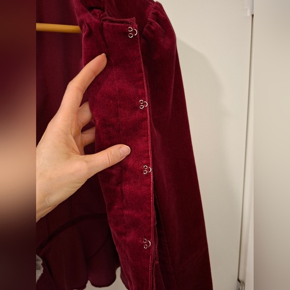 White House Black Market Women's Burgundy Velvet Corset Peplum Blazer (Size 00) - Picture 9 of 13